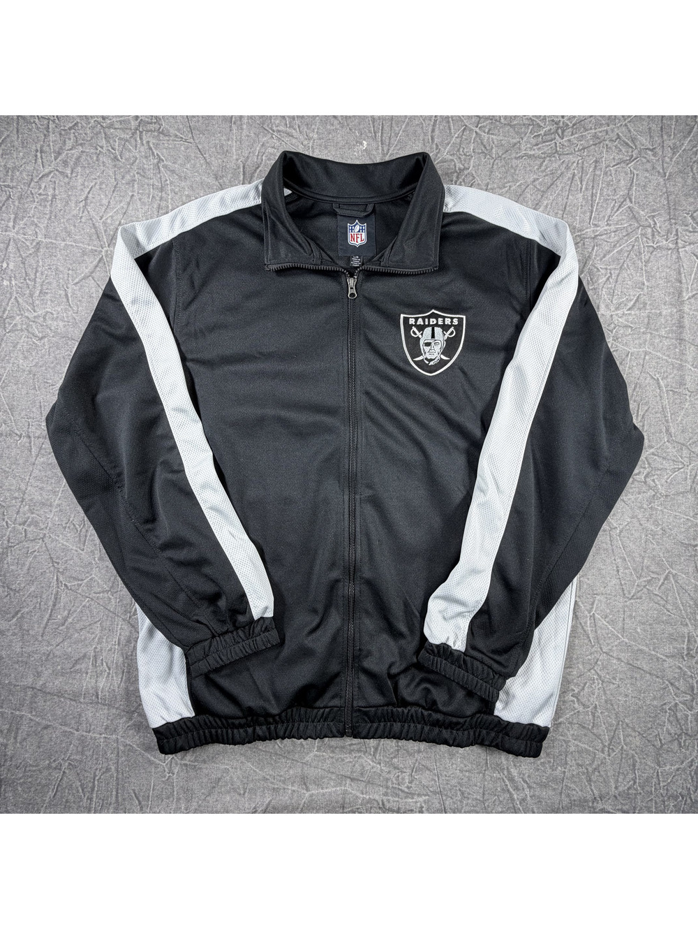 NFL Raiders Full Zip Track Mens L Black Jacket